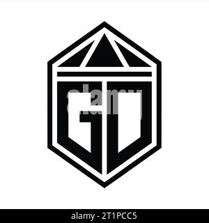 GD Letter Logo monogram simple hexagon shield shape isolated style ...