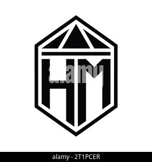 HM Logo monogram letter with triangle shape slice isolated outline ...