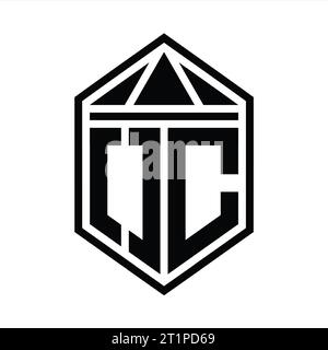 OC Letter Logo monogram simple hexagon shield shape with triangle crown isolated style design template Stock Photo