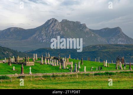 Achuvoldrach is a small remote village on the west shore of the Kyle of Tongue in Sutherland, in the Highland region of Scotland. Stock Photo