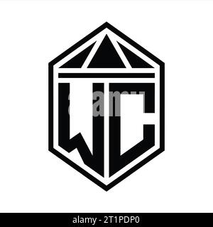 WC Letter Logo monogram simple hexagon shield shape isolated style ...