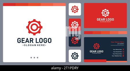 abstract gear logo concept and the initial letter C shape. icons for business, automotive and creative. Stock Vector