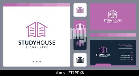 Inspiration for the shape of the house logo and the shape of the book logo with a line model. icons for business, luxury, construction and education Stock Vector