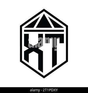 XT Letter Logo monogram simple hexagon shield shape isolated style ...