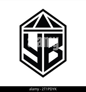 YB Letter Logo monogram simple hexagon shield shape with triangle crown isolated style design template Stock Photo