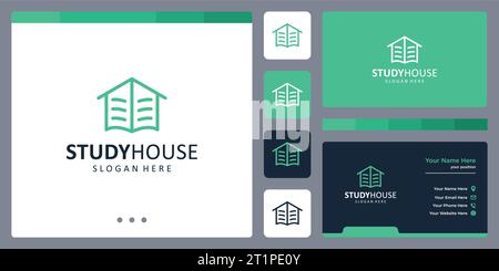 Inspiration for the shape of the house logo and the shape of the book logo with a line model. icons for business, luxury, construction and education Stock Vector