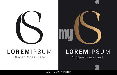 Luxury Initial SC or CS Monogram Text Letter Logo Design Stock Vector