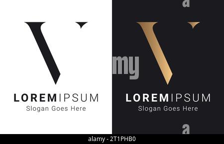 Luxury Initial V Monogram Text Letter Logo Design Stock Vector