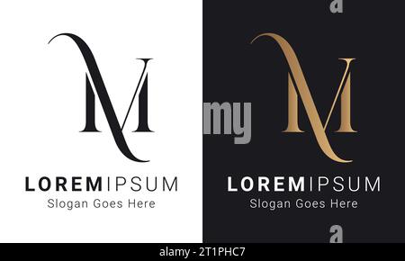 Luxury Initial MV or VM Monogram Text Letter Logo Design Stock Vector