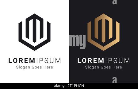 Luxury Initial MV or VM Monogram Text Letter Logo Design Stock Vector