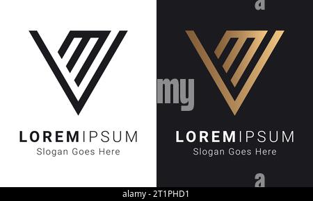 Luxury Initial MV or VM Monogram Text Letter Logo Design Stock Vector