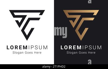 Luxury Initial SC or CS Monogram Text Letter Logo Design Stock Vector