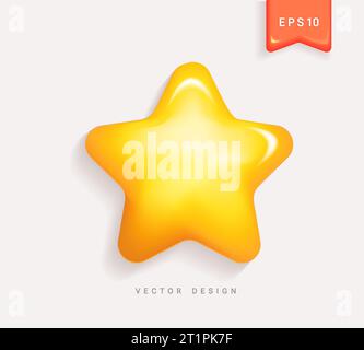 Shining 3D star,sparkle golden icon. Stock Vector