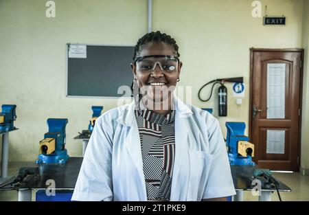 A portrait of the female technician at the vocational training centre in Dar es Salaam, Tanzania on October 1, 2021 Stock Photo