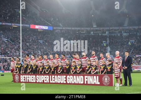 Manchester, England - 14th October 2023 Wigan Warriors pre match. Betfred Super League Grand Final, Wigan Warriors vs Catalan Dragons at Old Trafford, Manchester, UK Stock Photo