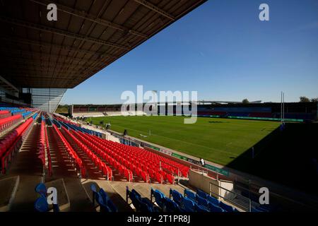 Eccles, UK. 15th Oct, 2023. General view of the AJ Bell Stadium before the Gallagher Premiership match Sale Sharks vs Northampton Saints at AJ Bell Stadium, Eccles, United Kingdom, 15th October 2023 (Photo by Steve Flynn/News Images) in Eccles, United Kingdom on 10/15/2023. (Photo by Steve Flynn/News Images/Sipa USA) Credit: Sipa USA/Alamy Live News Stock Photo