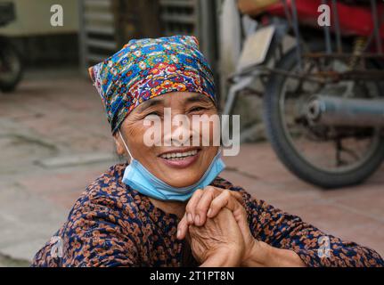 Long Khe, Bac Ninh Province, Vietnam. Village Woman, Smiling. Stock Photo