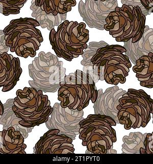 Hand drawn vector seamless pattern with pine cones Stock Vector