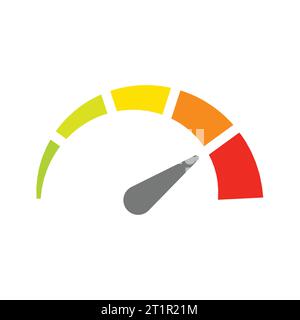 Speed performance gauge meter. Colorful speedometer with arrow needle vector icon. Stock Vector