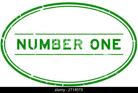 Grunge green number one word rubber seal stamp on white background Stock Vector