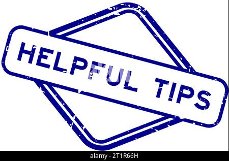 Grunge blue helpful tips word rubber seal stamp on white background Stock Vector