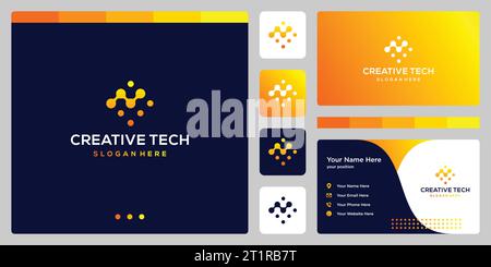 analytic logo shapes with tech style and gradient colors. icons for business, finance, internet and technology. Stock Vector