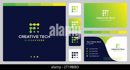 logo initial letter F abstract with tech style and gradient color. icons for business, internet and technology. Stock Vector