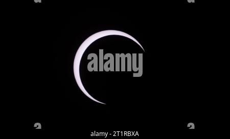 Annular solar eclipse as seen in Georgetown, Texas USA Oct 14,2023. This is maximum coverage as seen at this location. Stock Photo