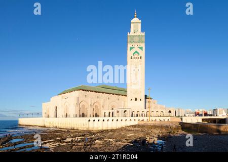 Casablanca, Morocco - January 17 2019: The Hassan II Mosque or Grande Mosquée Hassan II is a mosque in Casablanca, Morocco. It is the largest mosque i Stock Photo