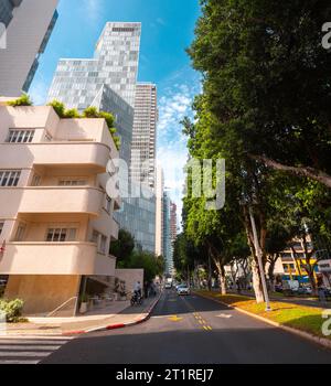 Tel Aviv, Israel - OCT 2, 2023 - The headquarters building of FIBI, the First International Bank of Israel. Its commercial base consists primarily of Stock Photo