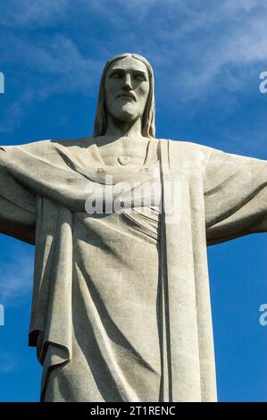 Rio de Janeiro, Brazil, august 2022. Detail of the Christ the Redeemer statue on the Corcovado mountain in Rio de janeiro, Brazil. Symbol of the city Stock Photo