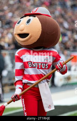 Ohio State mascot Brutus Buckeye joins the team and cheerleaders before ...