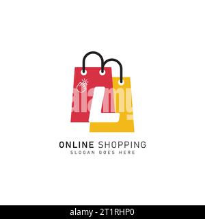Shopping Bag Logo icon symbol with Letter L. Vector file Alphabet L concept design logo template Stock Vector