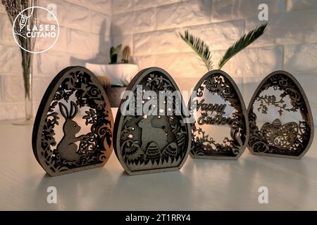 EASTER EGGS BUNDLE Digital multilayer layout files are specially prepared for the laser cut, CNC router machine and other cutting machines. Stock Vector