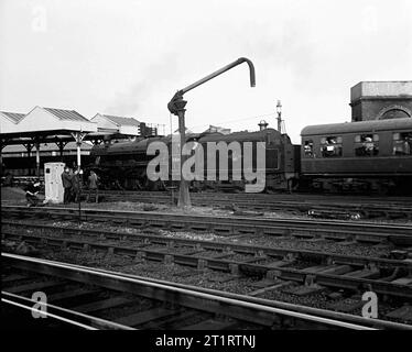 Manchester steam from 1968. 45330,44910,44809 and 45110 at Manchester Victoria and Central station. 2nd March 1968. Stock Photo