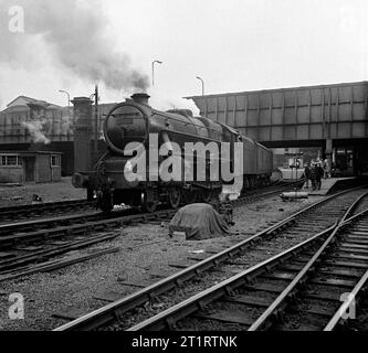 Manchester steam from 1968. 45330,44910,44809 and 45110 at Manchester Victoria and Central station. 2nd March 1968. Stock Photo