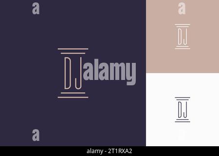 DJ monogram initials design for law firm logo inspiration Stock Vector