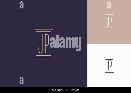 JP monogram initials design for law firm logo inspiration Stock Vector