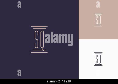 SQ monogram initials design for law firm logo inspiration Stock Vector