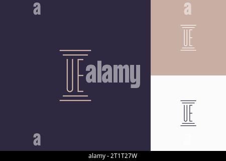 UE monogram initials design for law firm logo inspiration Stock Vector