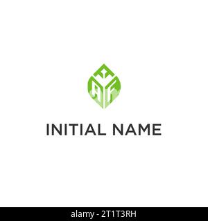 AF monogram with leaf logo design ideas, creative initial letter logo with natural green leaves vector graphic Stock Vector