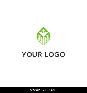 DO monogram with leaf logo design ideas, creative initial letter logo with natural green leaves vector graphic Stock Vector