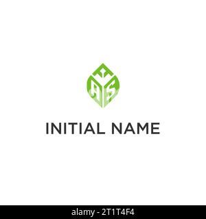 AS monogram with leaf logo design ideas, creative initial letter logo with natural green leaves vector graphic Stock Vector