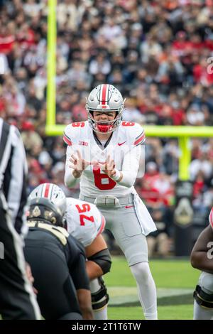 West Lafayette, Indiana, USA. 14th October, 2023. Kyle McCord (6). Ohio State University football defeats Purdue University 41-7 at Ross-Ade Stadium. (Kindell Buchanan/Alamy Live News) Stock Photo