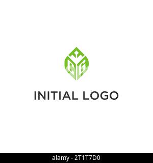 CG monogram with leaf logo design ideas, creative initial letter logo with natural green leaves vector graphic Stock Vector