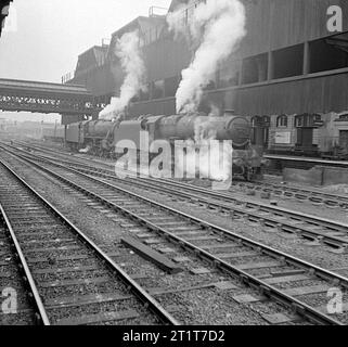 Manchester steam from 1968. 45330,44910,44809 and 45110 at Manchester Victoria and Central station. 2nd March 1968. Stock Photo