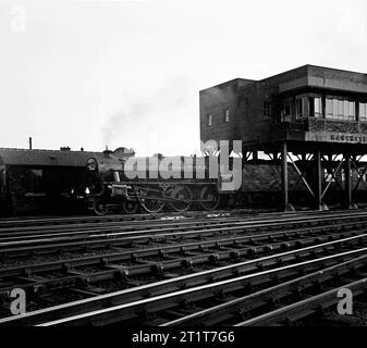 Manchester steam from 1968. 45330,44910,44809 and 45110 at Manchester Victoria and Central station. 2nd March 1968. Stock Photo