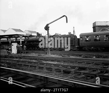 Manchester steam from 1968. 45330,44910,44809 and 45110 at Manchester Victoria and Central station. 2nd March 1968. Stock Photo