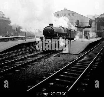 Manchester steam from 1968. 45330,44910,44809 and 45110 at Manchester Victoria and Central station. 2nd March 1968. Stock Photo
