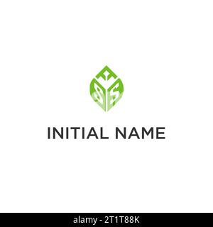 SS monogram with leaf logo design ideas, creative initial letter logo with natural green leaves vector graphic Stock Vector